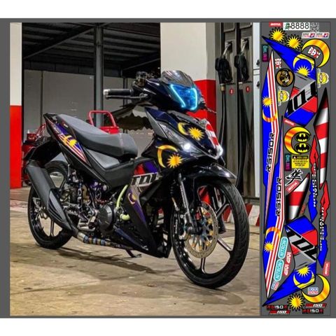 TEM DÁN CỜ MALAYSIA XE WINNER V1 MÀU ĐEN - Decal Cao Cấp Nhất