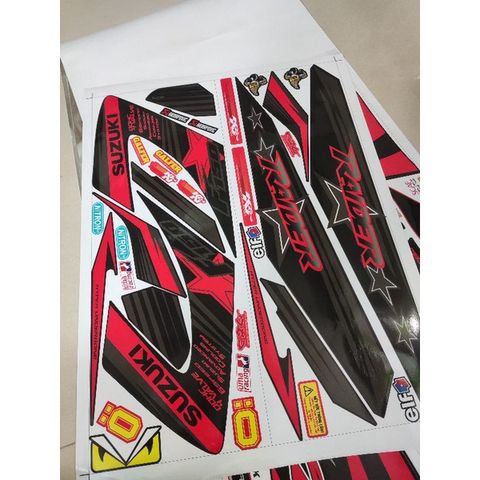 Tem Suzuki Raider Xăng Cơ Đỏ Đen  - Decal In Chất Lượng