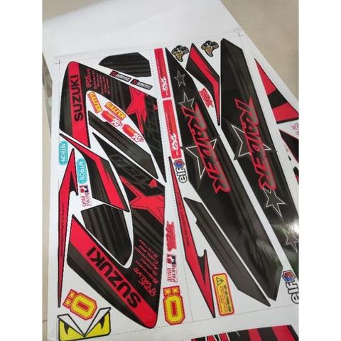 Tem Suzuki Raider Xăng Cơ Đỏ Đen  - Decal In Chất Lượng