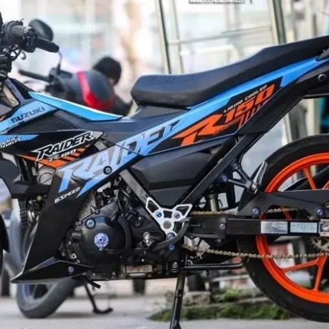 Tem Rời Suzuki Raider 150 Dán Xe Đen Phối Xanh Cam 2021  - Decal In Chất Lượng