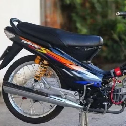 Tem Wave S xanh cam dán xe đen - in siêu nét - siêu bóng Cao Cấp