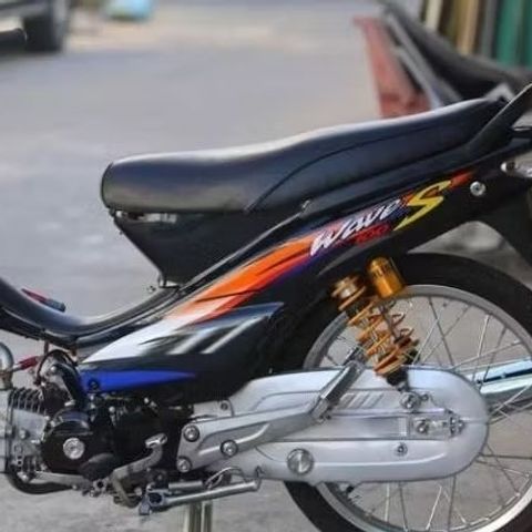 Tem Wave S xanh cam dán xe đen - in siêu nét - siêu bóng Cao Cấp