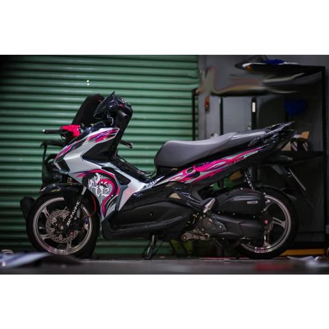 Tem rời Air Blade 2020 hoa văn lửa chữ tàu hồng bạc đen, in sắc nét, 3 lớp không phai màu CM00132 1 2