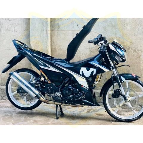 Tem Suzuki Raider - Satria Movitar Đen Phối Tem Trắng  - Decal In Chất Lượng