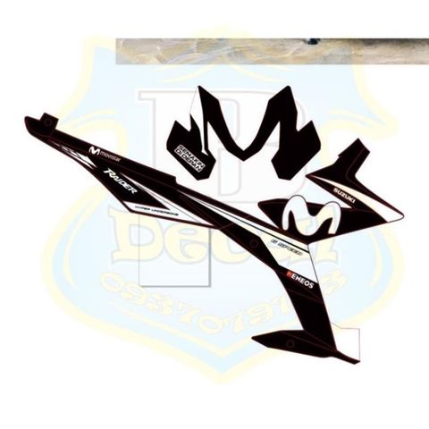 Tem Suzuki Raider - Satria Movitar Đen Phối Tem Trắng  - Decal In Chất Lượng