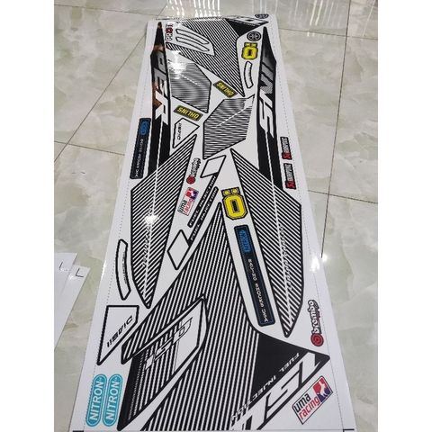 Tem Rời Ex 150 Dán Xe Đen Bóng Phối Tem Trắng  - Decal In Chất Lượng
