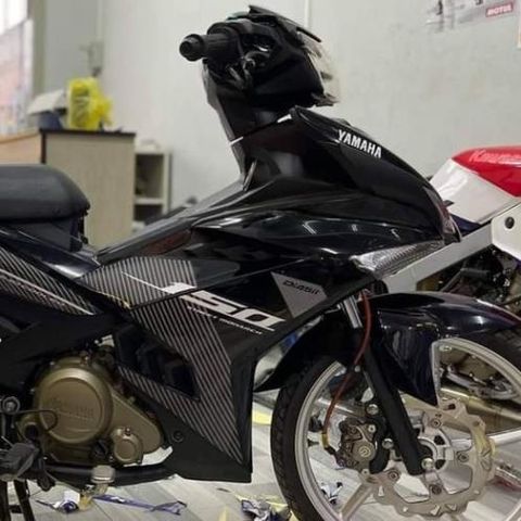 Tem Rời Ex 150 Dán Xe Đen Bóng Phối Tem Trắng  - Decal In Chất Lượng