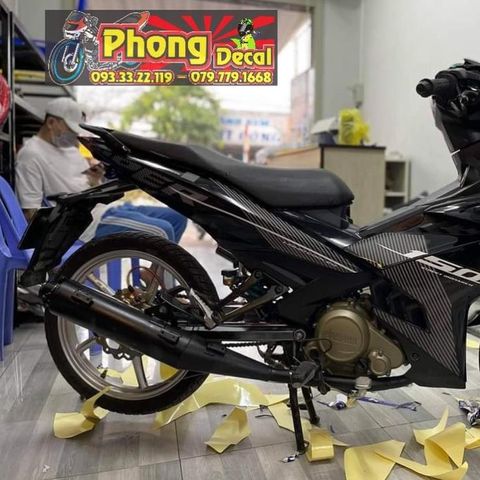 Tem Rời Ex 150 Dán Xe Đen Bóng Phối Tem Trắng  - Decal In Chất Lượng