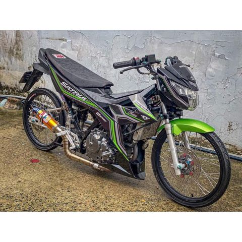 Tem Suzuki Raider - Satria 2022 Đen Phối Chỉ Xanh - Tem Mới 2022  - Decal In Chất Lượng