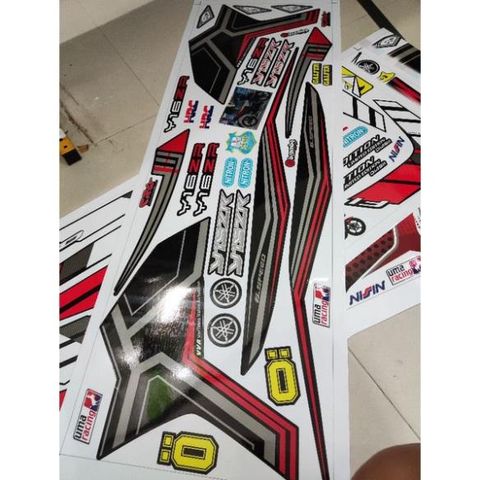 Tem Rời Exciter 150 Y15ZR Đen Chỉ Xám Đỏ  - Decal In Chất Lượng