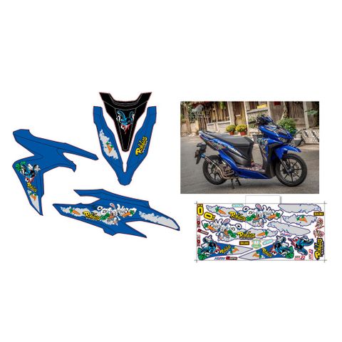 Tem Vario 125 - Vario 150 Xanh Gp - Logo Thỏ Rabbit  - Decal In Chất Lượng