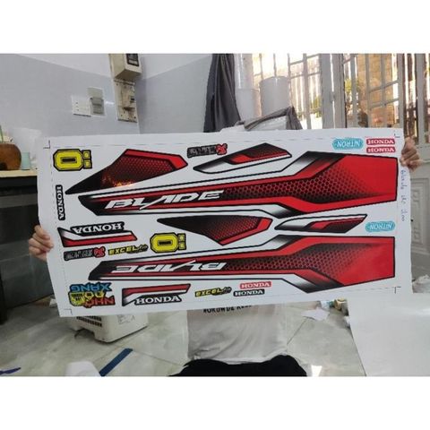 Tem Rời Honda Wave Blade 110 Đỏ Đen 2021  - Decal In Chất Lượng