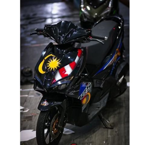 Tem rời AB 2016 mẫu cờ Malaysia dán xe full đen, thiết kế đẹp mắt, màu in sắc nét, 3 lớp không bay màu MD00069 Cao Cấp