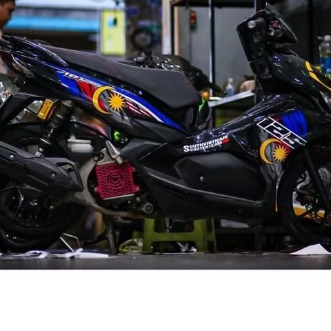Tem rời AB 2016 mẫu cờ Malaysia dán xe full đen, thiết kế đẹp mắt, màu in sắc nét, 3 lớp không bay màu MD00069 Cao Cấp