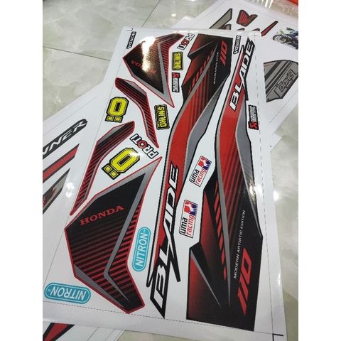 Tem Rời Wave Blade 110 Đỏ Đen Chuẩn Zin  - Decal In Chất Lượng