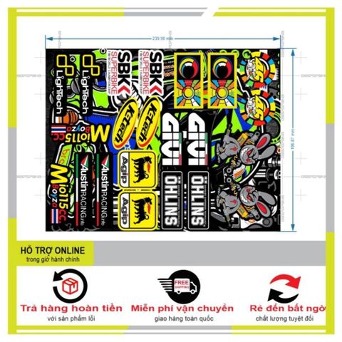 SHINDECAL- LOGO STICKER THỎ GIVI 008 - Tem 3 Lớp  Cao Cấp