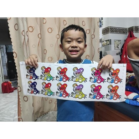 Tem Dán Sticker Gấu Quỷ Bạo Lực Ma Bé Đồng