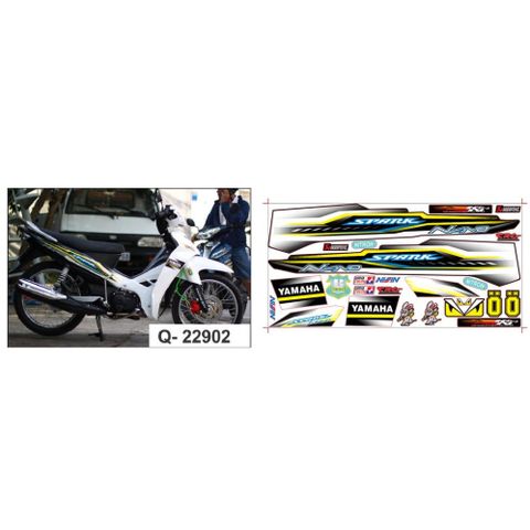 Tem Rời Yamaha Sirius 110 Trắng Đen  - Decal In Chất Lượng