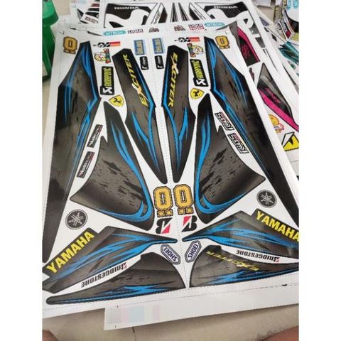 Tem Rời Ex Nhỏ Dán Xe Đen Bóng Phối Tem Chuẩn Xanh  - Decal In Chất Lượng