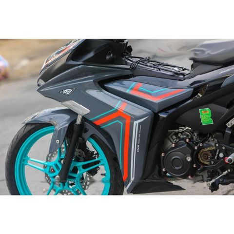Tem rời Exciter 155 Y16ZR xám xi măng sọc xanh cam, in sắc nét, 3 lớp không phai màu CM00101 1 2