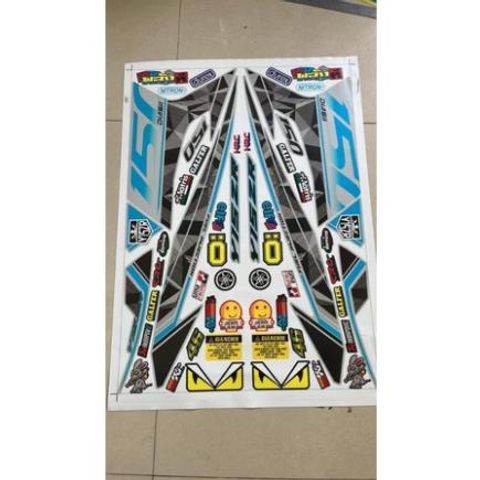 Tem Rời Exciter 150 Y15ZR Xám Bạc Phối Xanh  - Decal In Chất Lượng