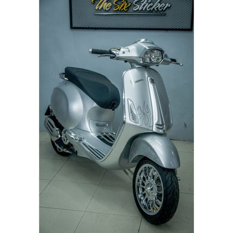 Tem rời Vespa Sprint Style Justin Bieber lửa bạc xám, in sắc nét, 3 lớp không phai màu CM00152 1 2