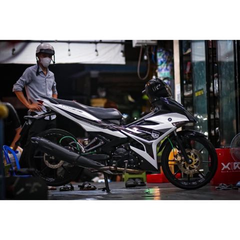 tem rời exciter 150 trắng đen mẫu cover chuẩn 2023 , tem 3 lớp bền màu - Decal Cao Cấp Nhất