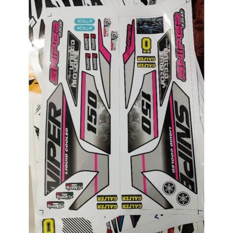 Tem Chế Rời Exciter 150 Sniper Đen Phối Hồng  - Decal In Chất Lượng