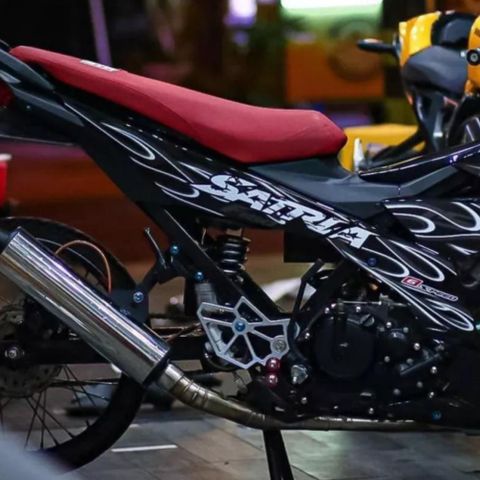 Tem Rời Satria Raider Dán Xe Đen Mẫu Lửa  - Decal In Chất Lượng