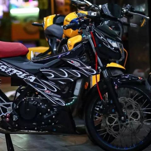 Tem Rời Satria Raider Dán Xe Đen Mẫu Lửa  - Decal In Chất Lượng