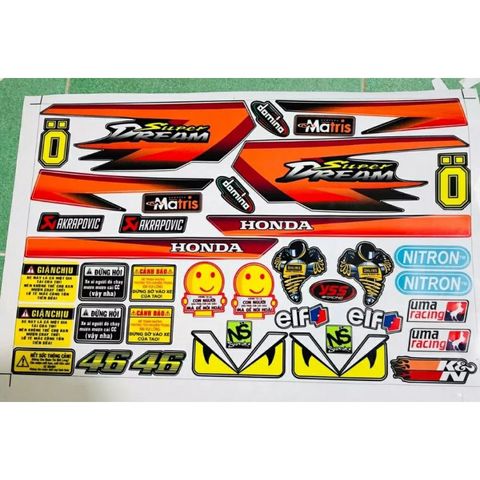 Tem Rời Honda Dream Cam Đen - Tặng Logo