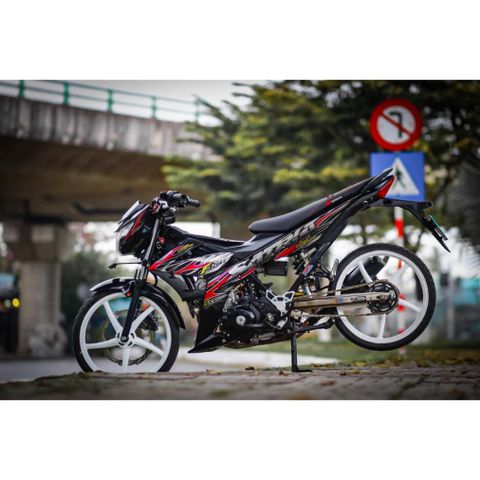 Tem Rời Dán Xe Satria Fi - Raider Fi Mẫu Lửa Đỏ Hồng Đen Chữ Satria F150 Cực Đẹp, Hàng 3 Lớp Chất Lượng Cao Quyen Decal