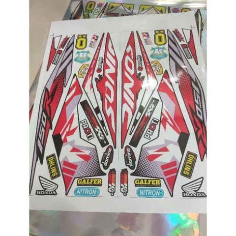 Tem Rời Honda Sonic 150R Dán Xe Đỏ Đen - Mẫu Mới  - Decal In Chất Lượng