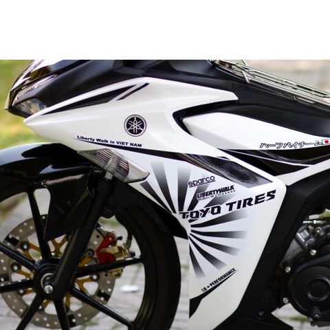 Tem Rời Dán Xe Exciter 155 Mẫu Liberty Walk Trắng Đen Cực Chất, Hàng 3 Lớp Chất Lượng Cao Quyen Decal