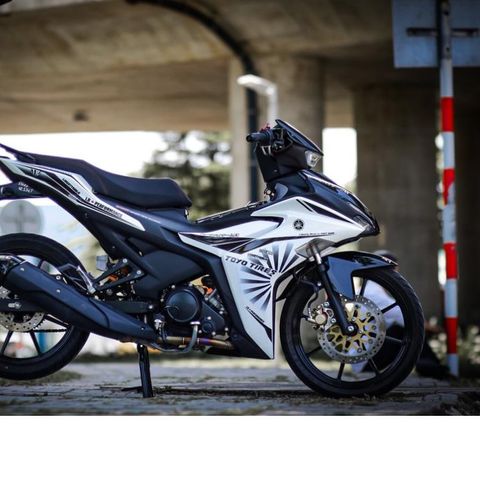 Tem Rời Dán Xe Exciter 155 Mẫu Liberty Walk Trắng Đen Cực Chất, Hàng 3 Lớp Chất Lượng Cao Quyen Decal