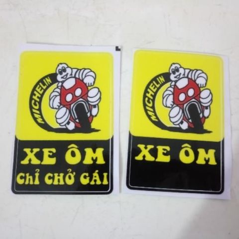 Logo sticker xe ôm chỉ chở gái  combo - Tem 3 Lớp  Cao Cấp