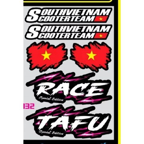 Tem logo sticker Việt Nam Race nền hồng kích thước nhỏ vừa