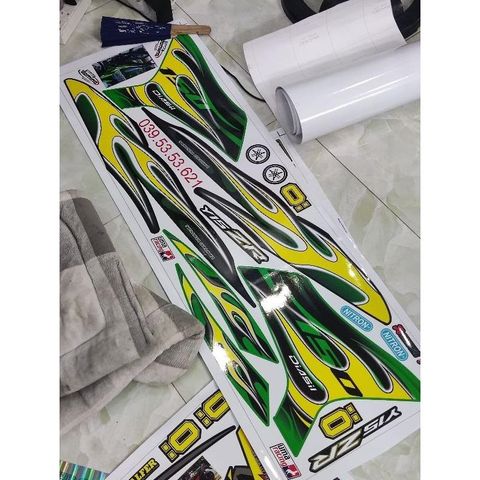 Tem Rời Exciter 150 Xanh Đen Mẫu Ngọn Lửa  - Decal In Chất Lượng