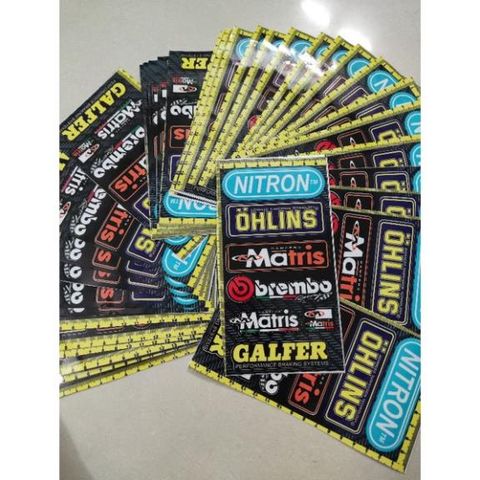 Tấm Tem Logo Nhiều Thương Hiệu Nổi Tiếng Ohlins Nitron  - Decal In Chất Lượng