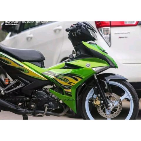 Tem Rời Exciter 150 Xanh Đen Mẫu Ngọn Lửa  - Decal In Chất Lượng