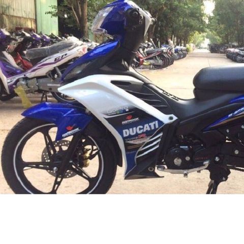 Tem Rời Yamaha Exciter 135 Logo Ducati Trắng Xanh Gp
