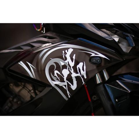 tem rời exciter 150 đen trắng mẫu ( Mới ) rs150r , tem 3 lớp bền màu - Decal Cao Cấp Nhất