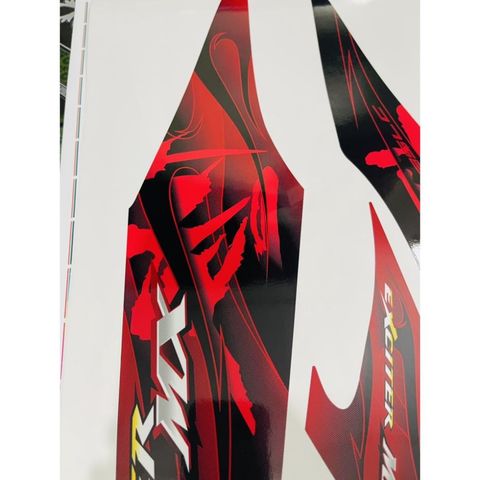 Tem Rời Dán Xe Exciter 2009 Mẫu Lửa MX Đen Đỏ Cực Đẹp, Hàng 3 Lớp Chất Lượng Cao Quyen Decal