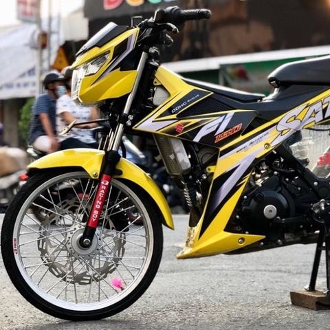 Tem Rời Suzuki Satria F150 Dán Xe Vàng Phối Tem Trắng Đen  - Decal In Chất Lượng