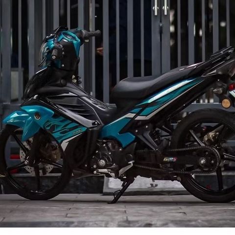 [Siêu Sale] Tem rời LC 135 xanh ngọc cho Exciter đen - tem cao cấp không bay màu Quyen Decal