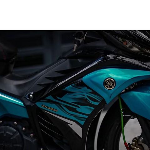 [Siêu Sale] Tem rời LC 135 xanh ngọc cho Exciter đen - tem cao cấp không bay màu Quyen Decal