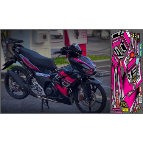 Tem dán rs150r xe winner x v3 màu đen xám hồng - Decal Cao Cấp Nhất