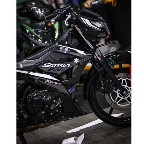 Tem rời xe Satria- Raider 150 mẫu F150 phối đen xám , thiết kế đẹp mắt, in sắc nết, 3 lớp không bay màu MD00104 Cao Cấp