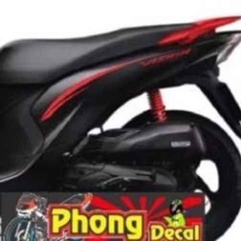 Tem Rời Honda Vision Dán Xe Đen Nham - Phối Chỉ Đỏ  - Decal In Chất Lượng