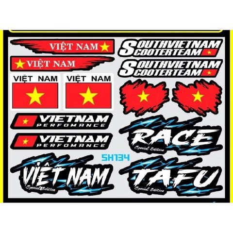Tem logo sticker Việt Nam Race nền xanh kích thước nhỏ vừa